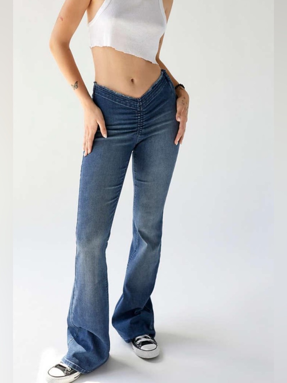 BDG Blue Runched Flare Jeans